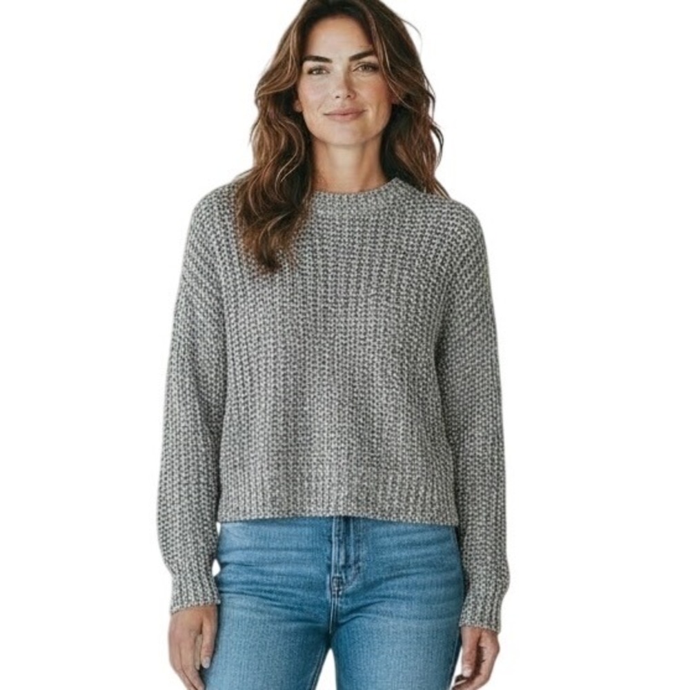 a new day Gray Speckled Knit Crewneck Sweater Metallic Thread Long Sleeve XS